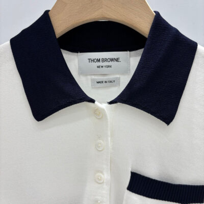 Thom Browne 頂級原單小狗刺繡Polo領針織短袖 氣質簡約 夏季百搭款