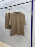 Burberry原單卡其色男女同款套裝2025春夏寬鬆舒適純棉洗水新品