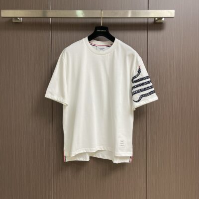Thom Browne 高仿蛇形刺繡圓領短袖T恤 經典百搭 男女同款美式修身