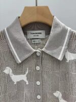 Thom Browne 原單Polo領針織短袖上衣 小狗刺繡設計 夏日質感百搭款