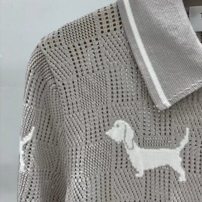 Thom Browne 原單Polo領針織短袖上衣 小狗刺繡設計 夏日質感百搭款