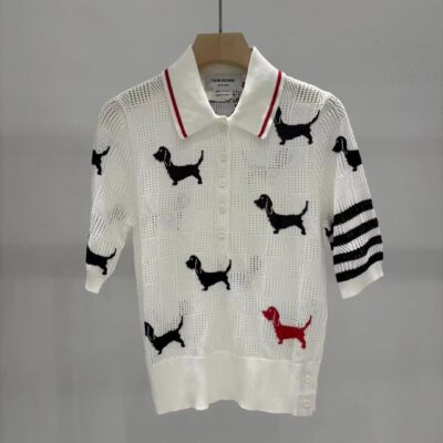 Thom Browne 一比一Polo領針織短袖上衣小狗圖案點綴氣質款2025夏季新作
