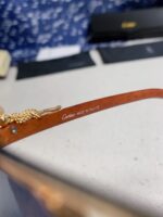 卡地亞 Cartier 2025 新款雙色豹頭飛行員太陽眼鏡｜時尚鏤空鏡腿設計