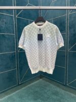 LV A貨提花網格短袖套頭衫 Damier漸變圖案設計 精緻刺繡潮流感滿分
