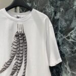 LOEWE頂級原單羽毛立體印花短袖T恤 夏季新款刺繡LOGO寬鬆男女同款