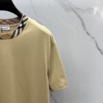 Burberry頂級原單卡其色打底短袖T恤格紋領設計2025春夏抗皺透氣舒適