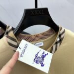Burberry頂級原單卡其色打底短袖T恤格紋領設計2025春夏抗皺透氣舒適