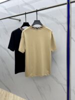 Burberry頂級原單卡其色打底短袖T恤格紋領設計2025春夏抗皺透氣舒適