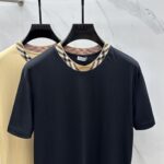 Burberry原單圓領打底短T格紋領口剪裁修身2025春夏親膚好搭