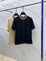 Burberry原單圓領打底短T格紋領口剪裁修身2025春夏親膚好搭