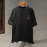 LV 精品仿製 驢牌黑色短袖T恤 春夏新款 LOGO設計 男女同款