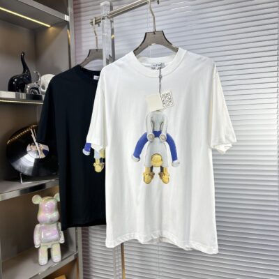 LOEWE 羅意威 SS25夏季新款高仿短袖T恤 男女同款 頂級LOGO圖案 棉質挺括廓形