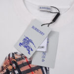 Burberry精品仿製白色格紋LOGO短T三標齊全厚花印花2025夏季男女同款