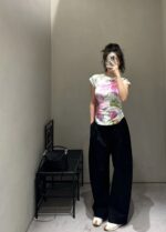 LOEWE A貨花朵暈染短袖T恤 水綠油畫感藝術風格百搭