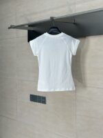 LOEWE 羅意威 白色女款 2025春夏飛袖刺繡短袖T恤 定制純棉 飛肩設計 潮流時尚