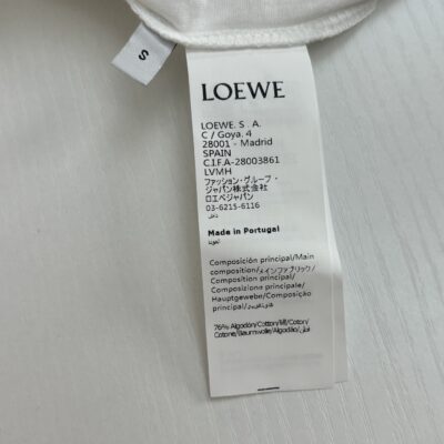 LOEWE 羅意威 白色女款 2025春夏飛袖刺繡短袖T恤 定制純棉 飛肩設計 潮流時尚