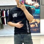 Burberry高仿走秀款黑色短袖T恤雙紗純棉設計感百搭2025春夏男女同款