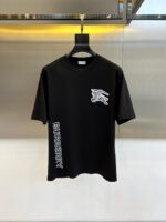 Burberry高仿走秀款黑色短袖T恤雙紗純棉設計感百搭2025春夏男女同款