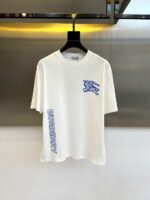 Burberry原單走秀款白色短袖T恤雙紗純棉設計感2025春夏男女同款