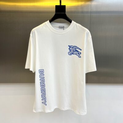 Burberry原單走秀款白色短袖T恤雙紗純棉設計感2025春夏男女同款