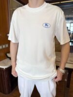 巴宝莉復刻版白色阔版短袖T恤液氨棉冰感排汗2025春夏舒适新