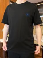 巴宝莉精品仿製黑色阔版短袖T恤液氨棉冰感排汗2025春夏舒适新款