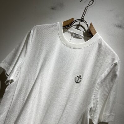 Thom Browne 白色 2025春夏新品 華夫格純棉刺繡LOGO短袖T恤 經典休閒款