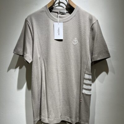Thom Browne 2025春夏新品 華夫格純棉刺繡LOGO短袖T恤 男士休閒經典款