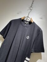 Thom Browne 黑色精品仿製短袖T恤 華夫棉材質 刺繡LOGO 2025春夏新款男士必備