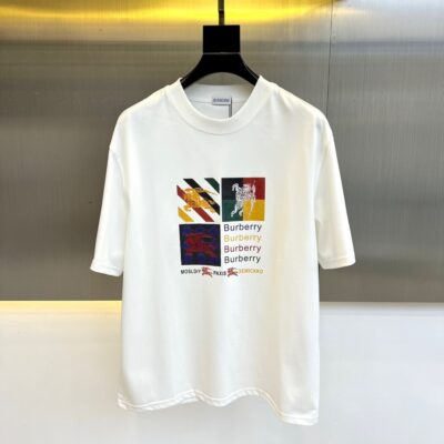 Burberry原單白色LOGO短袖T恤時髦百搭親膚透氣2025春夏潮流單品