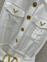 Valentino 原單亞麻連身裙 翻領背心款 收腰設計老錢風 慵懶高級2025夏季新款