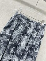 Dior 頂級原單叢林印花大擺半裙 高級灰老虎圖騰 單排扣中長文藝度假風
