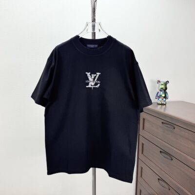 LV 原單黑色彩色印花T恤 春夏寬鬆圓領男女同款 潮流百搭必備單品