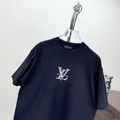 LV 原單黑色彩色印花T恤 春夏寬鬆圓領男女同款 潮流百搭必備單品