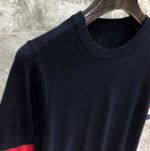 THOM BROWNE 一比一雙袖大織帶圓領T恤 女款藏青百搭潮流感十足