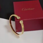 卡地亞 Cartier 鑲鑽豹頭手鐲｜高端定制 V金材質｜男女皆宜經典款