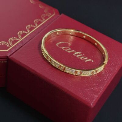 卡地亞 Cartier 鑲鑽豹頭手鐲｜高端定制 V金材質｜男女皆宜經典款