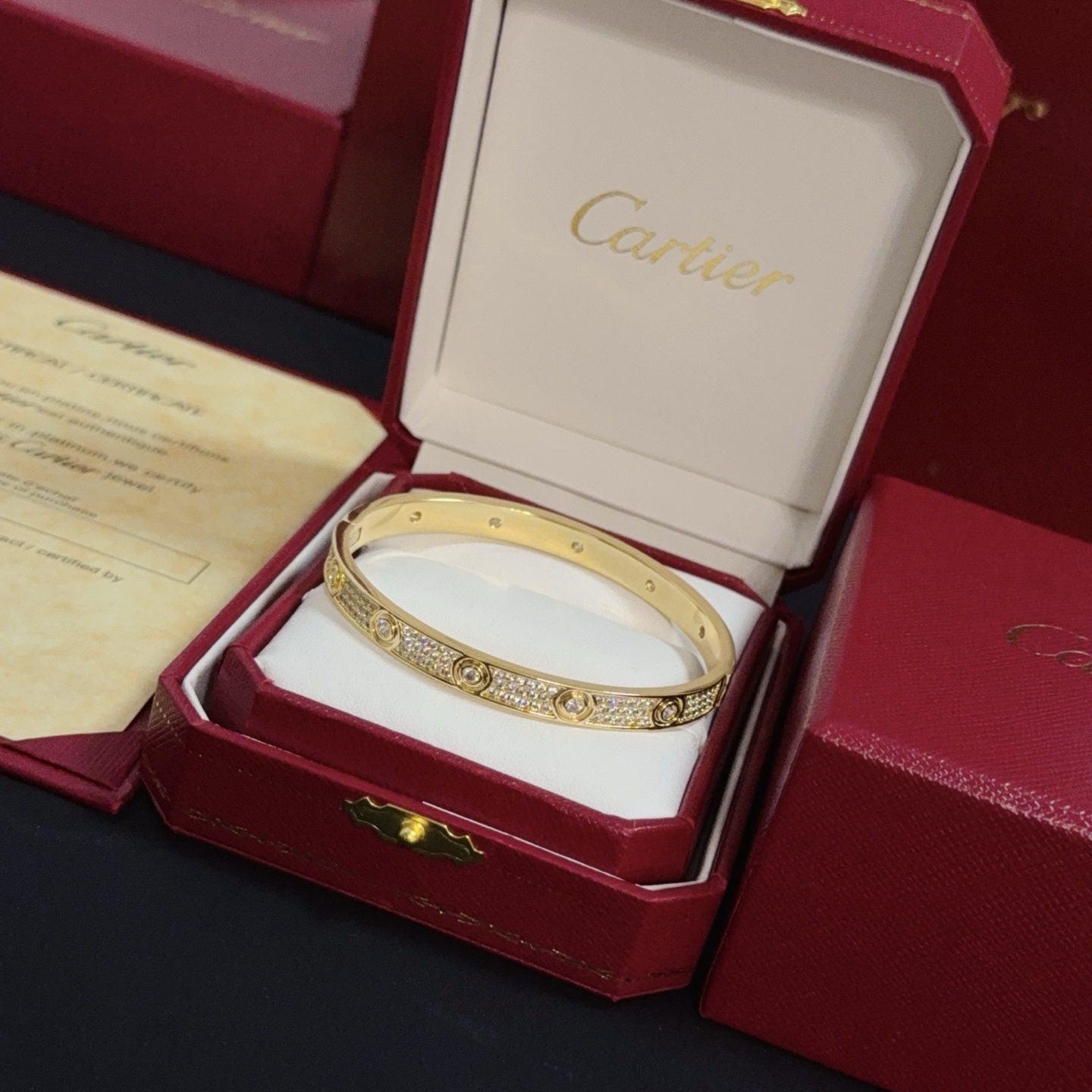 卡地亞 Cartier 鑲鑽豹頭手鐲｜高端定制 V金材質｜男女皆宜經典款
