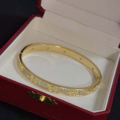 卡地亞 Cartier 鑲鑽豹頭手鐲｜高端定制 V金材質｜男女皆宜經典款