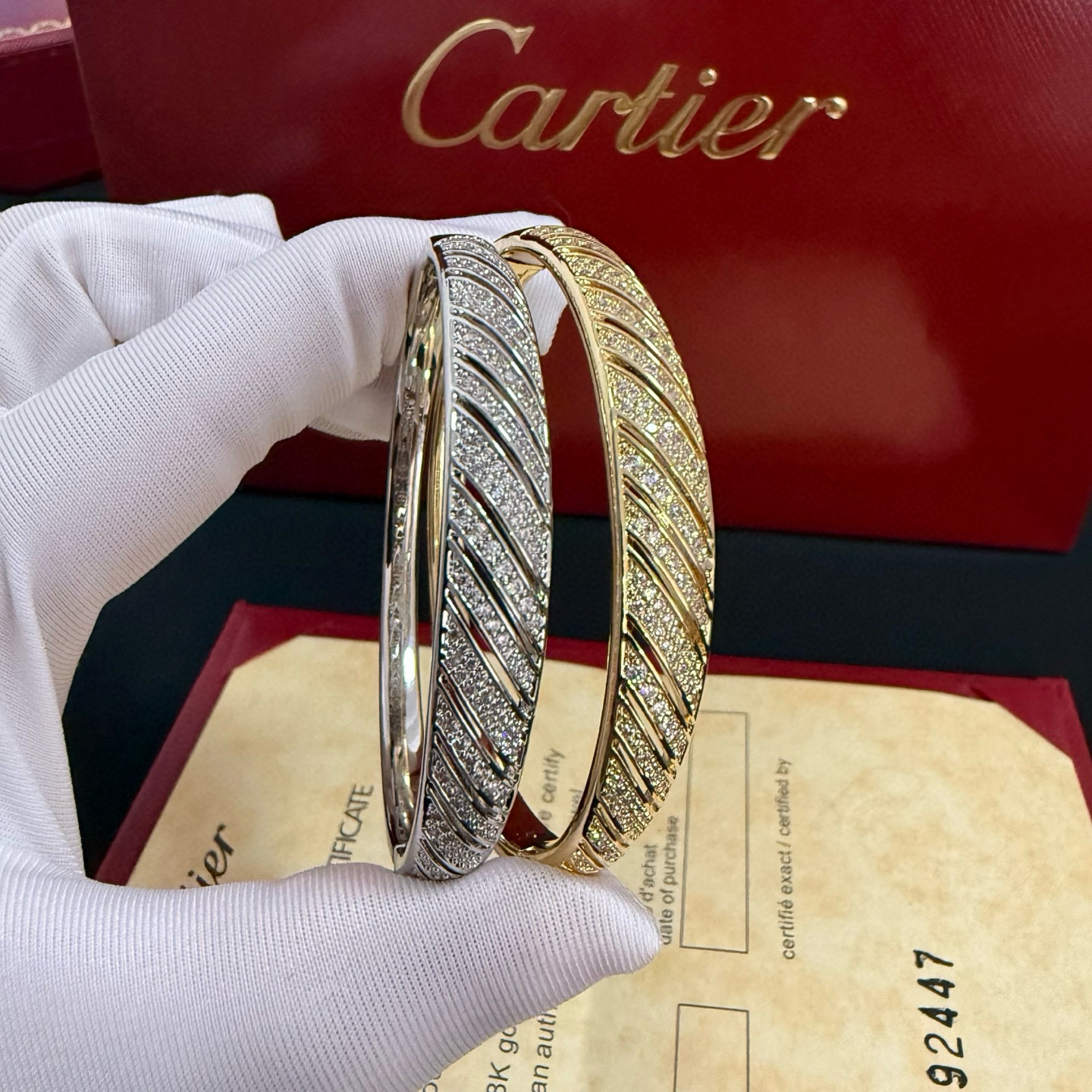 卡地亞 Cartier 鑲鑽豹頭手鐲｜高端定制 V金材質｜經典男女款