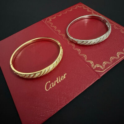 卡地亞 Cartier 鑲鑽豹頭手鐲｜高端定制 V金材質｜經典男女款