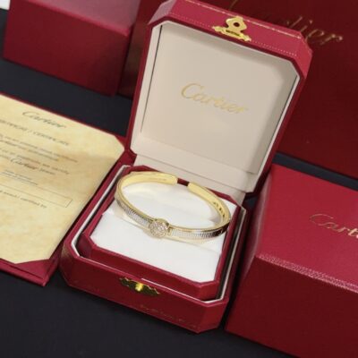 卡地亞 Cartier 鑲鑽豹頭手鐲｜高端定制 V金材質｜經典男女款