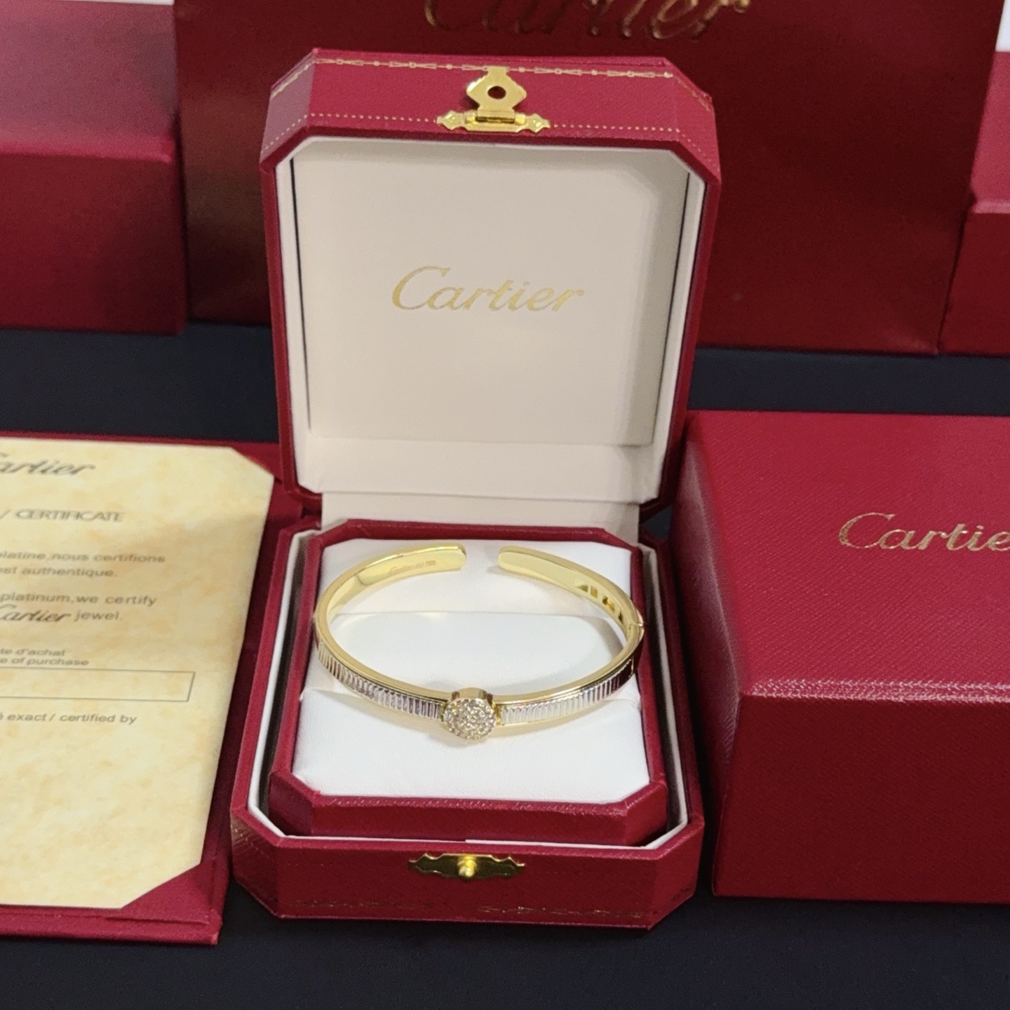 卡地亞 Cartier 鑲鑽豹頭手鐲｜高端定制 V金材質｜經典男女款