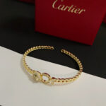 卡地亞 Cartier 鑲鑽豹頭手鐲｜高端定制 V金材質｜經典男女百搭款