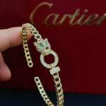 卡地亞 Cartier 鑲鑽豹頭手鐲｜高端定制 V金材質｜經典男女百搭款