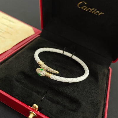 卡地亞 Cartier 釘子豹頭鑲鑽手鐲｜高端定制 V金材質｜經典男女款
