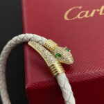 卡地亞 Cartier 釘子豹頭鑲鑽手鐲｜高端定制 V金材質｜經典男女款