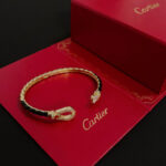 卡地亞 Cartier 鑲鑽豹頭手鍊｜高端定制 V金材質｜經典男女百搭款