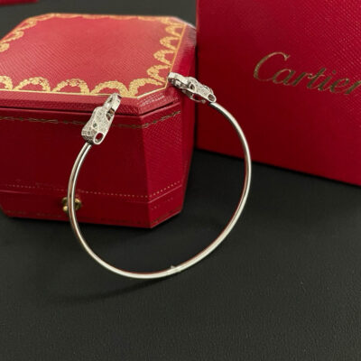 卡地亞 Cartier 豹頭鑲鑽手鐲｜高端定制 V金材質｜經典男女百搭款