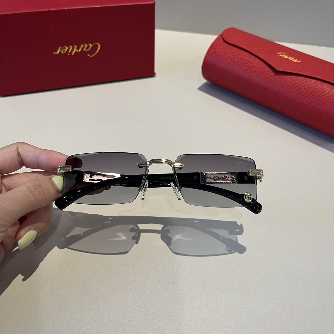 Cartier 卡地亞 珍貴無框太陽眼鏡｜金屬＋PC鏡腿｜超輕電鍍工藝